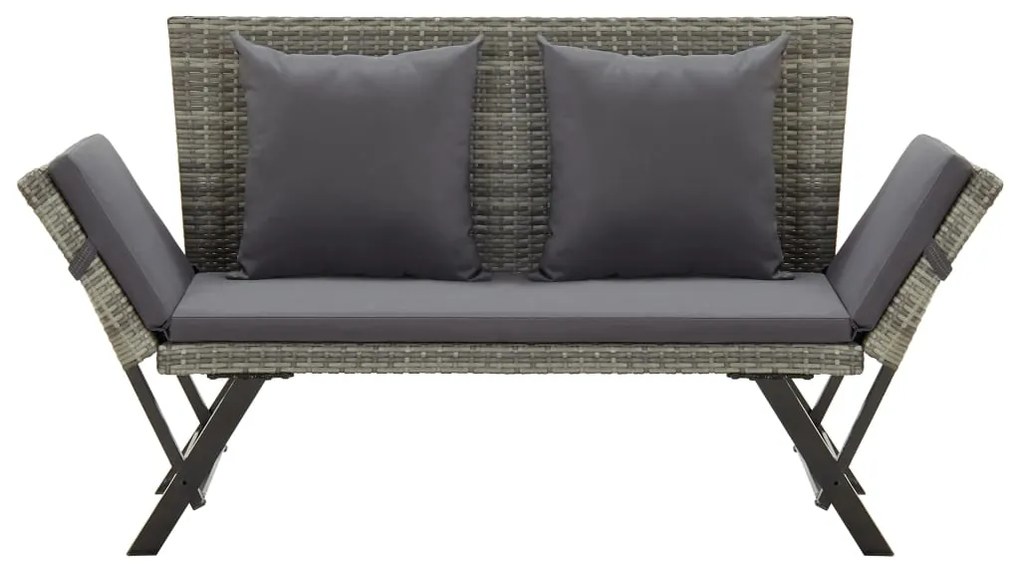 Banco de jardim c/ almofadões 176 cm vime PE cinzento