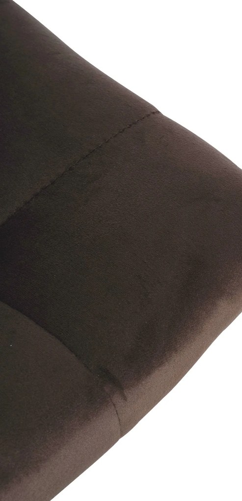 Banco de bar Jerry em veludo com estrutura preta 87-108,5 x 43 x 46,5 cm Castanho