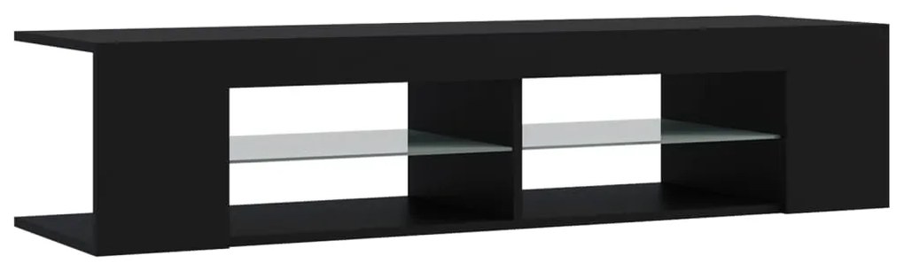 Móvel de TV com luzes LED 135x39x30 cm preto