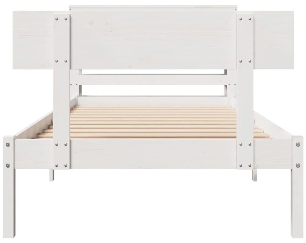 Cama sem colchão 90x200 cm madeira de pinho maciça branco
