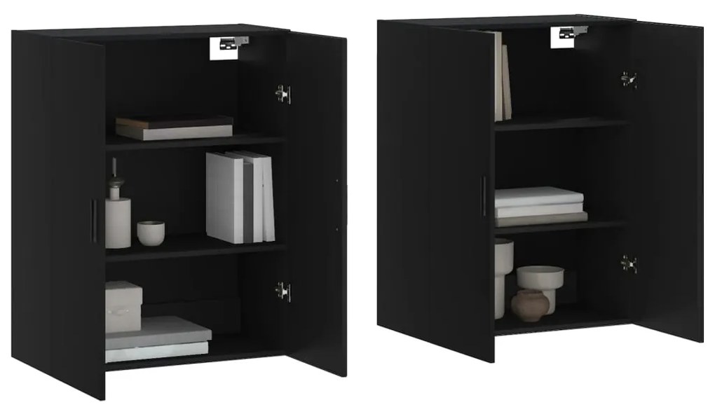 Armários de parede 2 pcs 69,5x34x90 cm preto