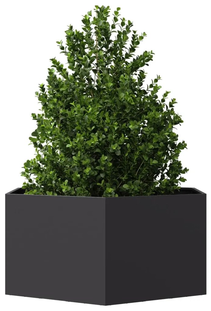 Vaso/floreira de jardim hexagonal 104x90x45 cm aço preto