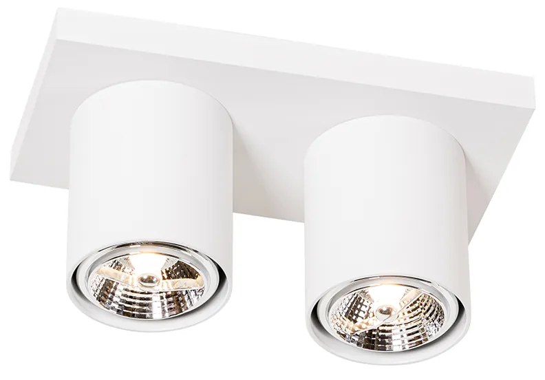Candeeiro de teto moderno branco 2 luzes - Tubo Moderno