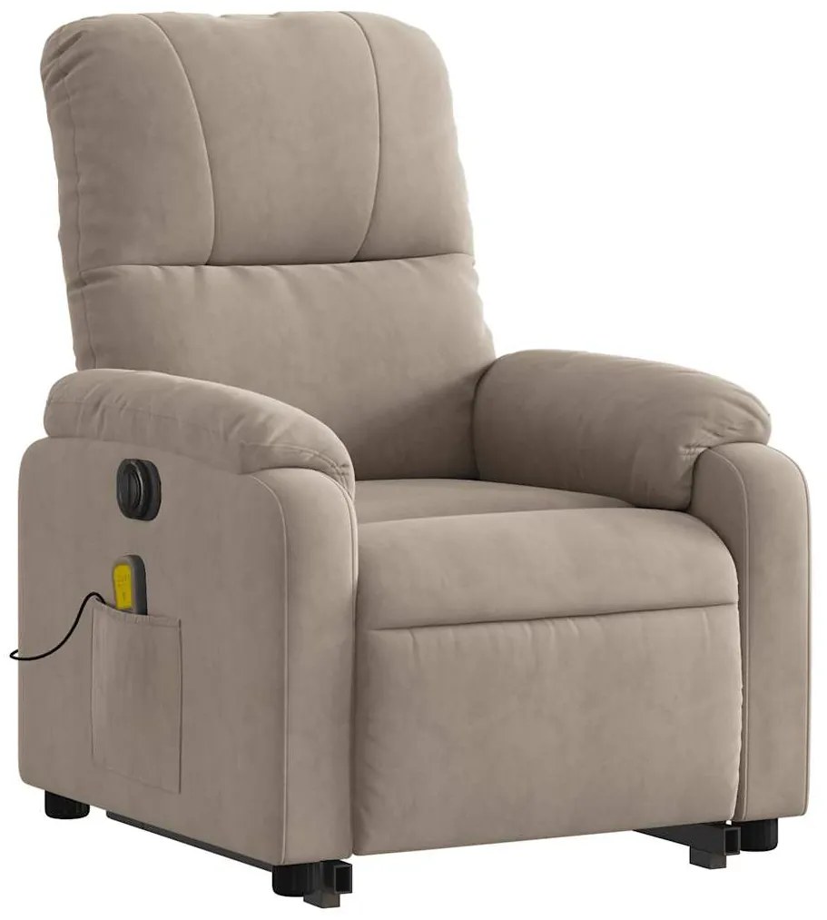 Poltrona reclinável elétrica microfibra cinzento-acastanhado