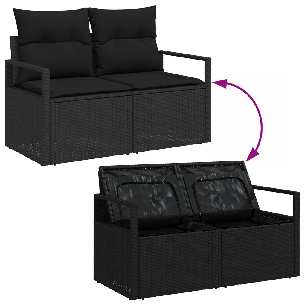 Conjunto de Sofá de Jardim de 11 Peças com Almofadas Rattan Poliéster