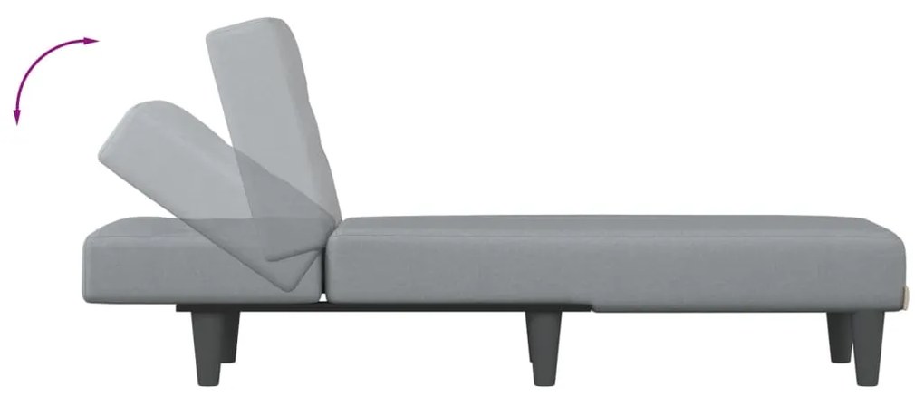 Chaise longue tecido cinzento-claro