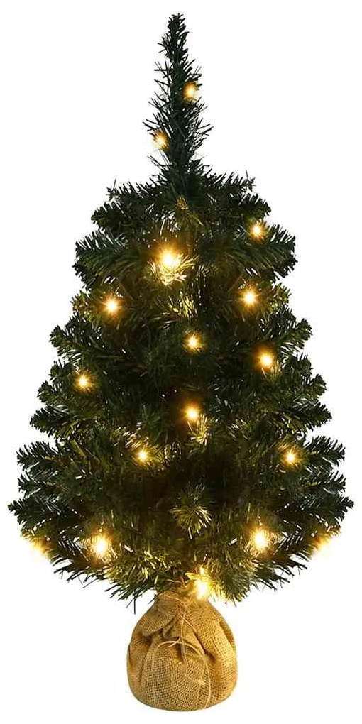 Árvore de Natal artificial pré-iluminada + suportes PVC verde