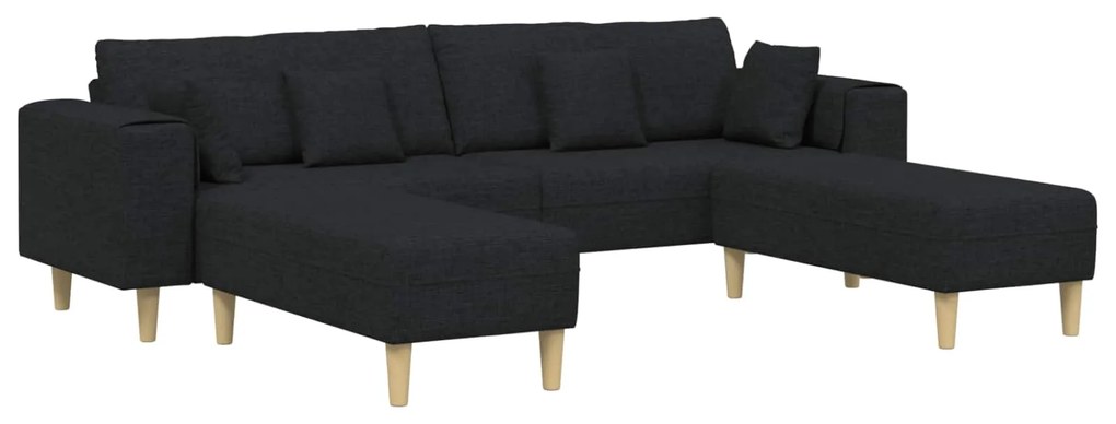 vidaXL Sofá com almofada 3 pcs Preto tecido