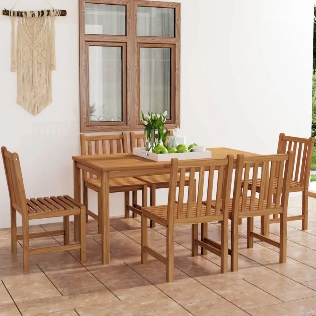 vidaXL 7 pcs conjunto de jantar para jardim madeira de teca maciça