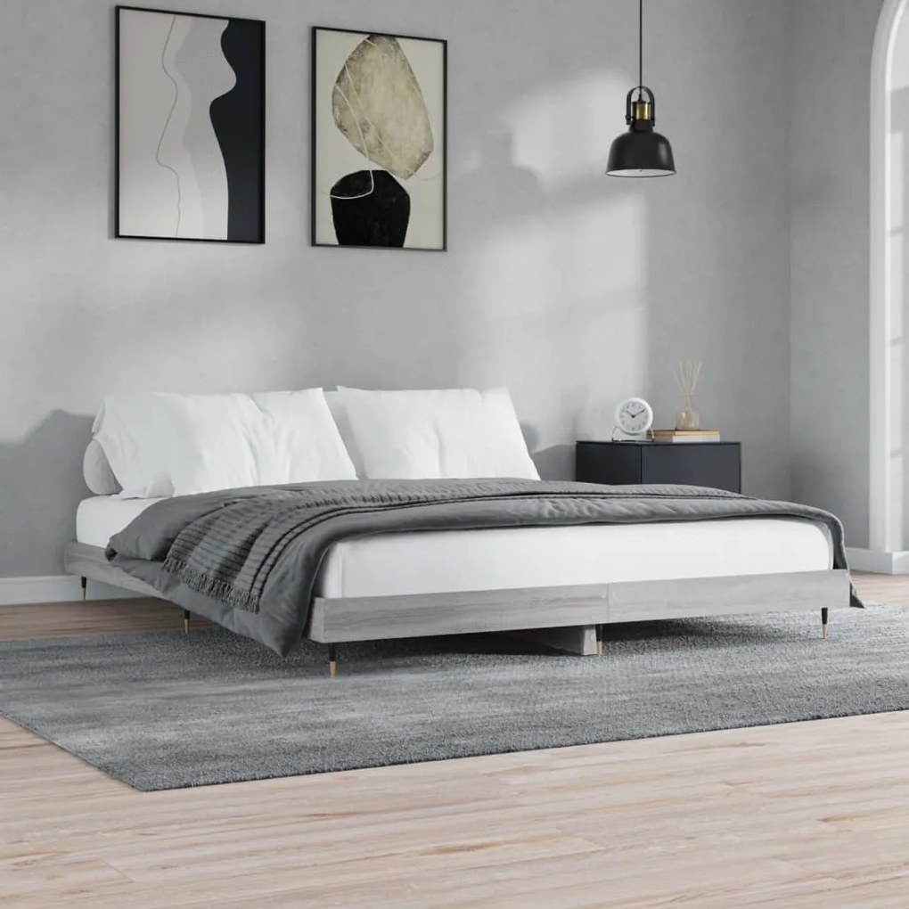Estrutura de cama sem colchão 160x200 cm sonoma cinzento