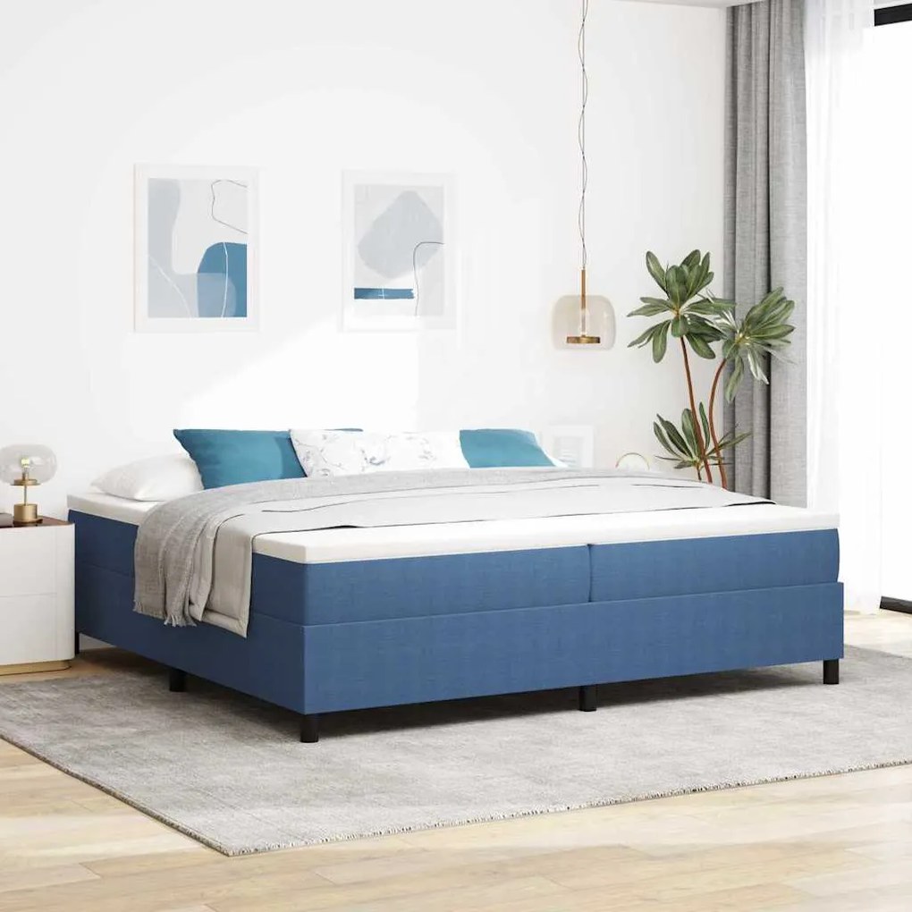 Cama Box com Molas VidaXL Azul 200x200 cm em Tecido Corduroy