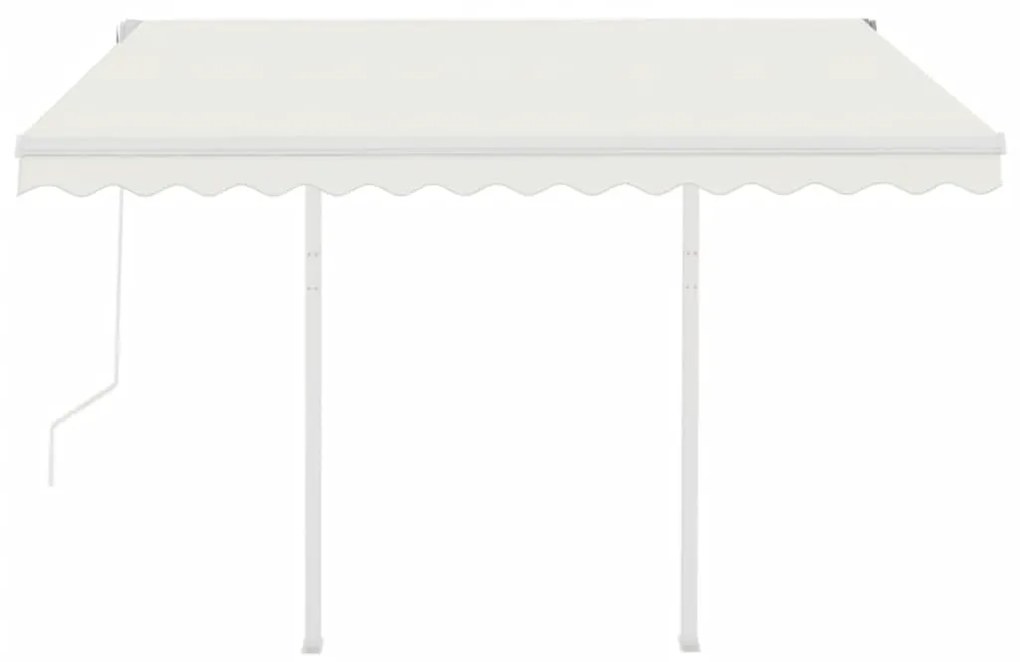 Toldo retrátil automático com postes 3,5x2,5 m cor creme