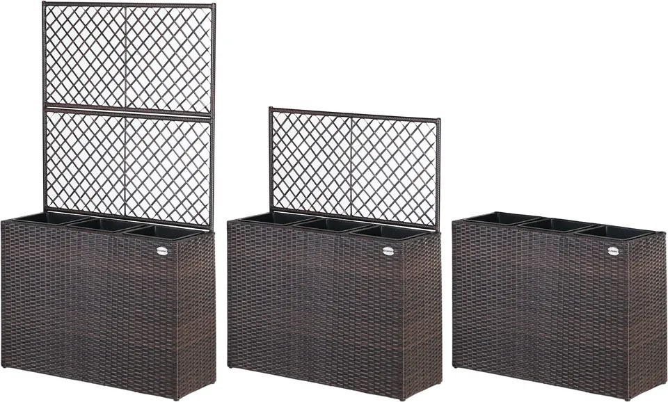 Floreira Polyrattan com treliça 146 x 83 x 30,5 cm Castanha