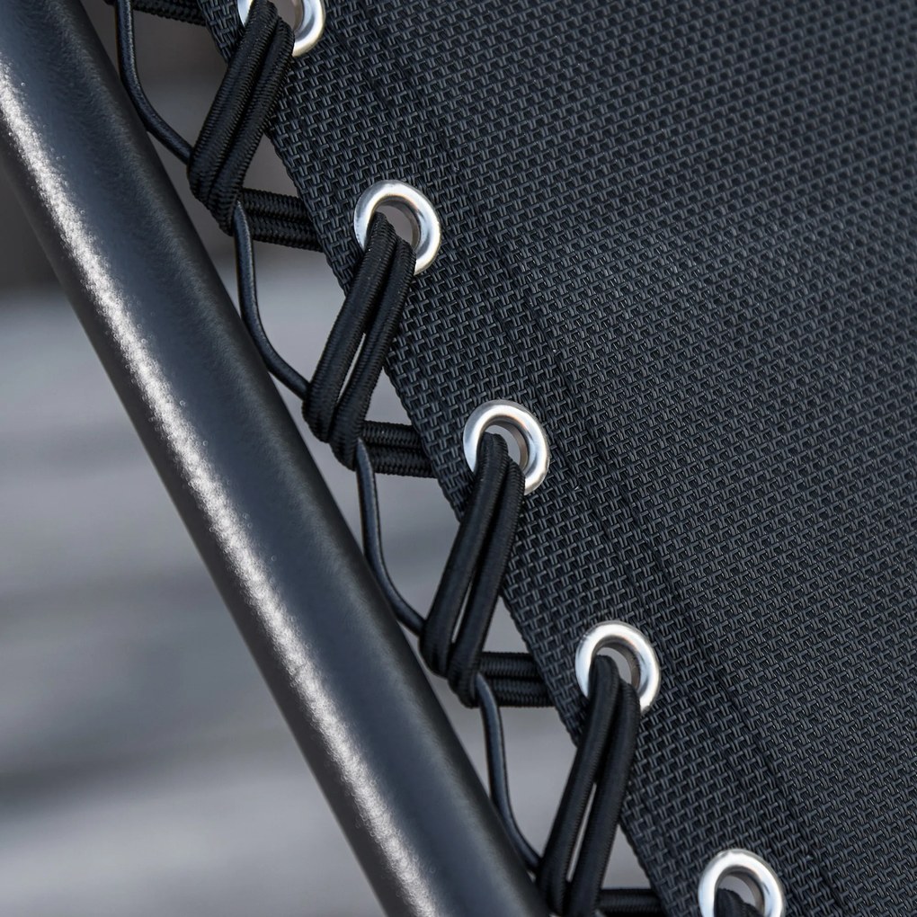 Outsunny Espreguiçadeira Dobrável Gravidade Zero com Toldo Apoio para os Braços Espreguiçadeira Reclinável com Bandeja Removível 90x67x110cm Preto