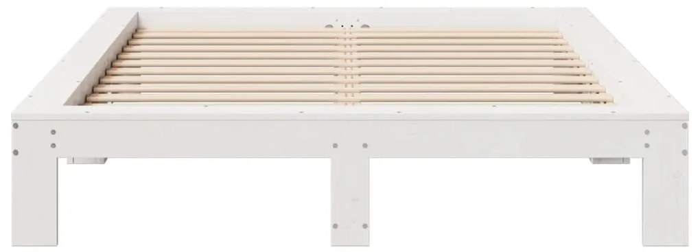 Cama sem colchão 150x200 cm madeira de pinho maciça branco