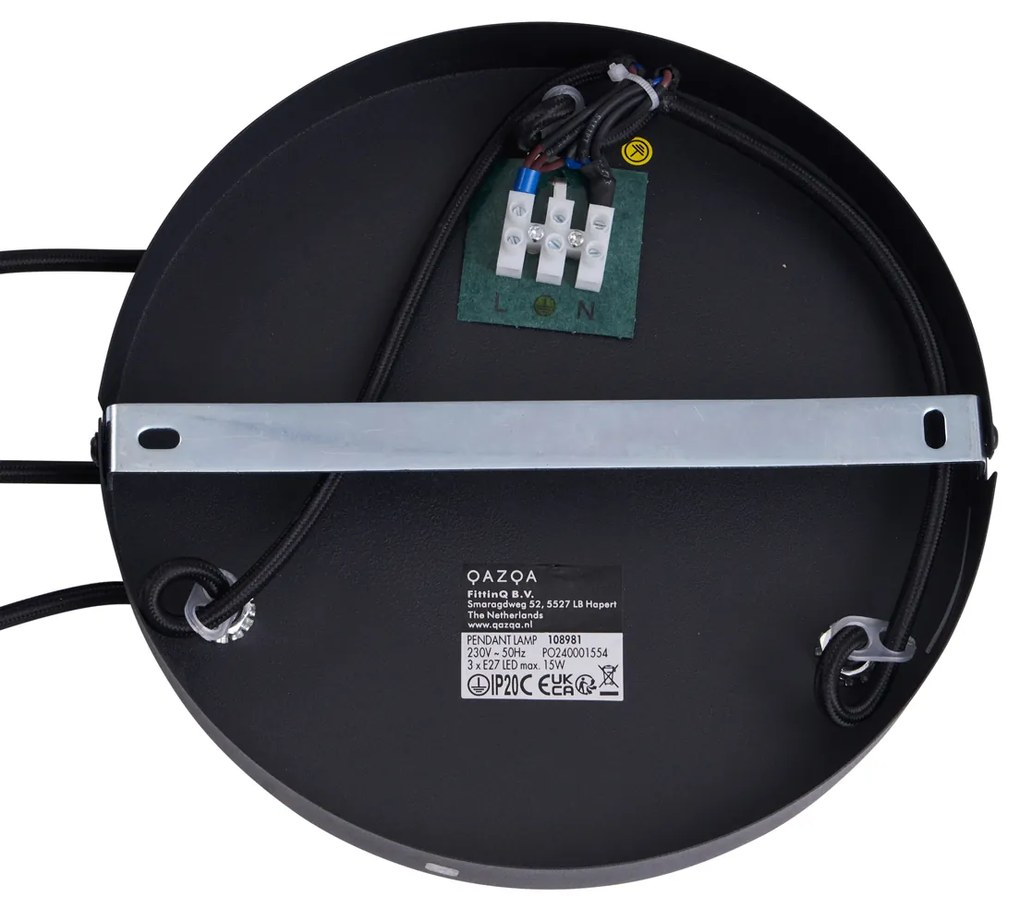 Candeeiro Pendente Boémio Preto com Bambu 3 Luzes - Lily