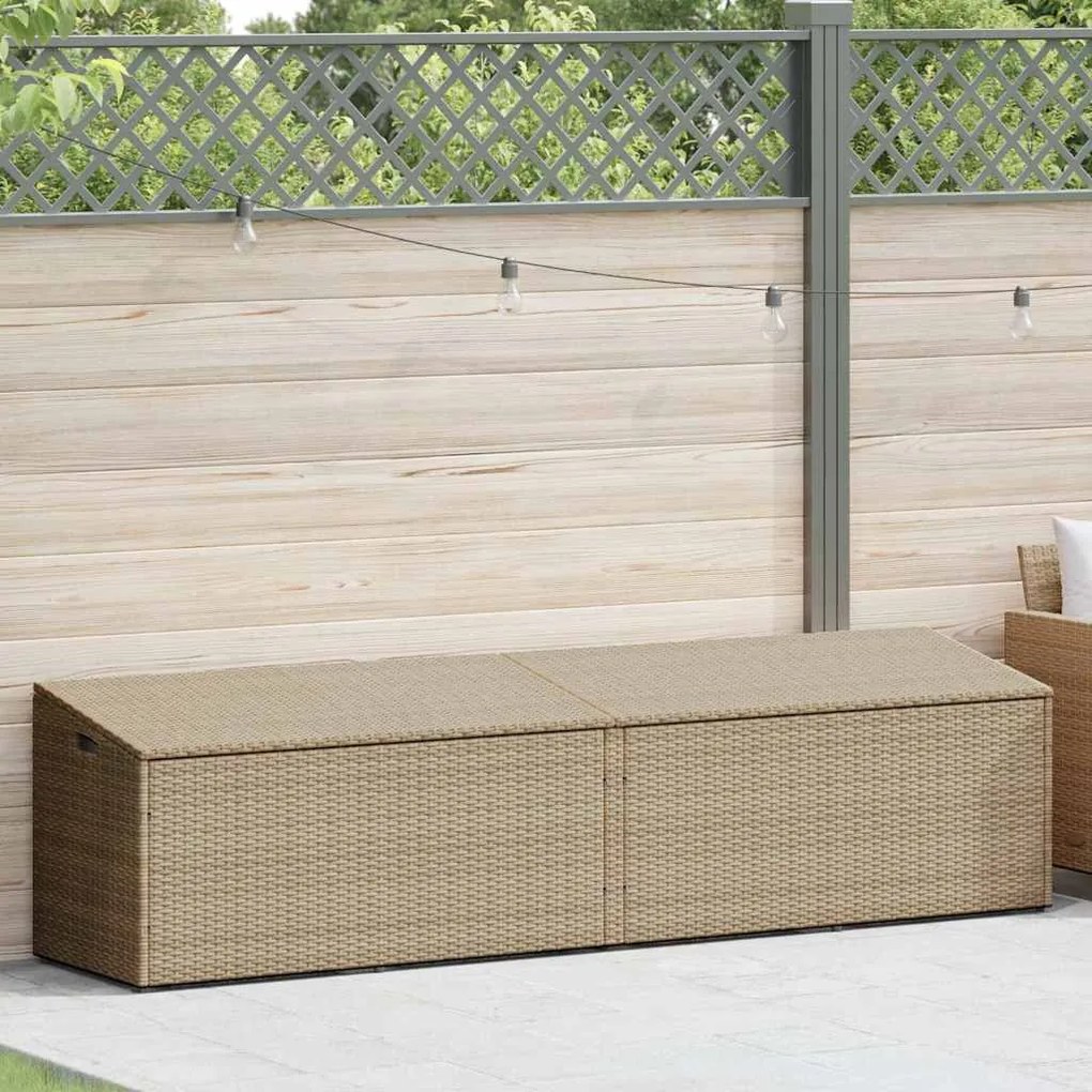 Caixa de arrumação para jardim 220x50x58 cm vime PE Bege