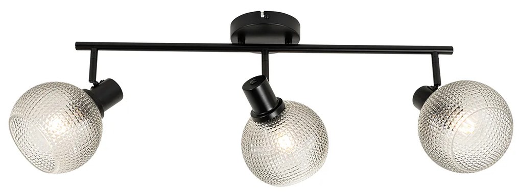 Foco de design preto com vidro fumê 3 luzes - Chico Design