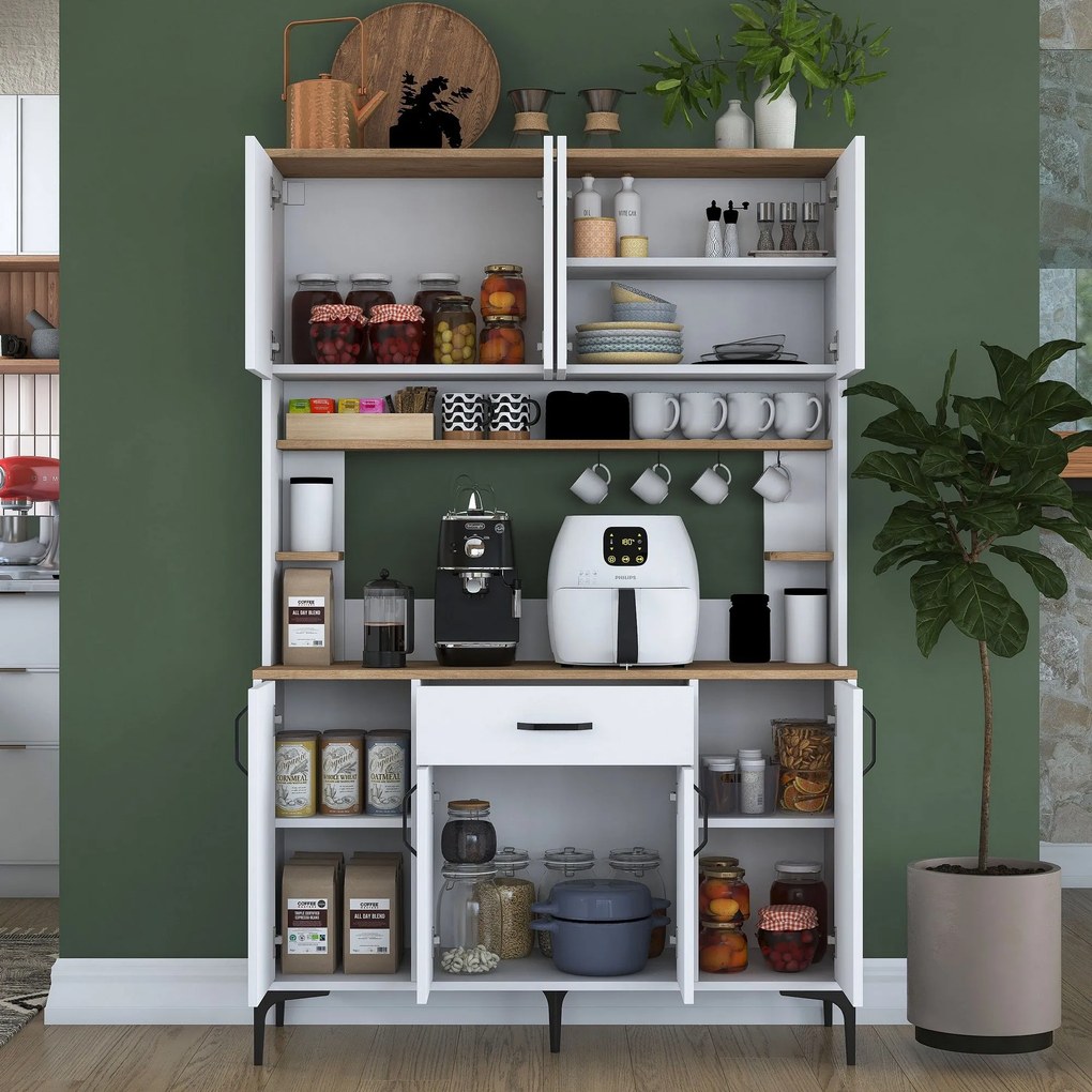 Armário Alto de Cozinha "Stella" - 120 x 184,2 x 40 cm - Branco - Desi