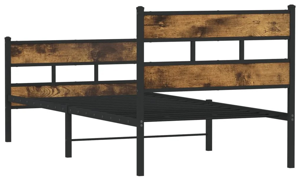 Estrutura de cama sem colchão 80x200 cm metal carvalho fumado