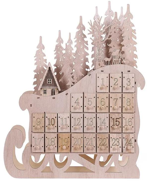 Decoração de Natal em madeira clara com LED em forma de trenó IMPALA Beliani