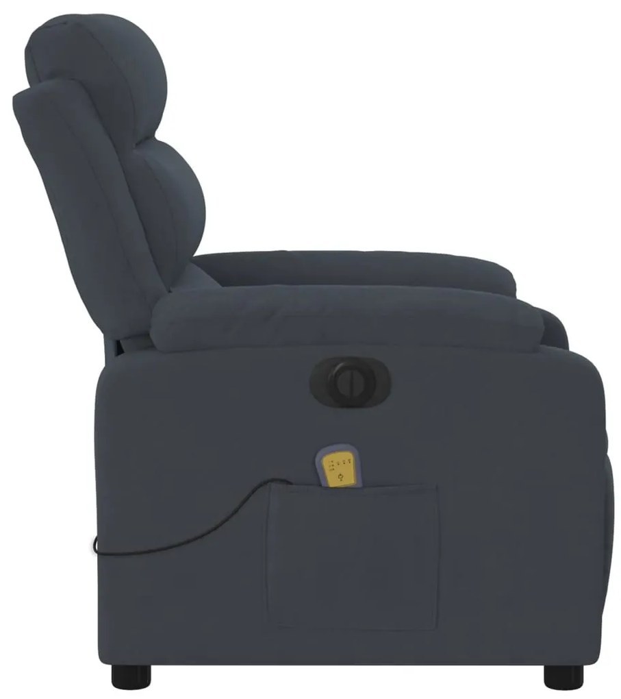 Poltrona de massagens reclinável elétrica veludo cinza-escuro