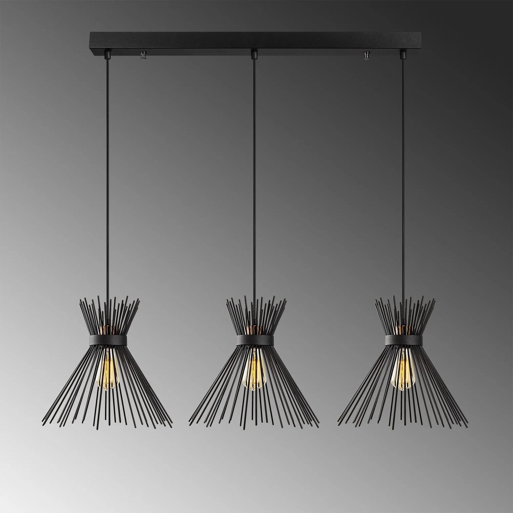 Candeeiro de Teto Kirpi – Preto – 104 x 34 cm