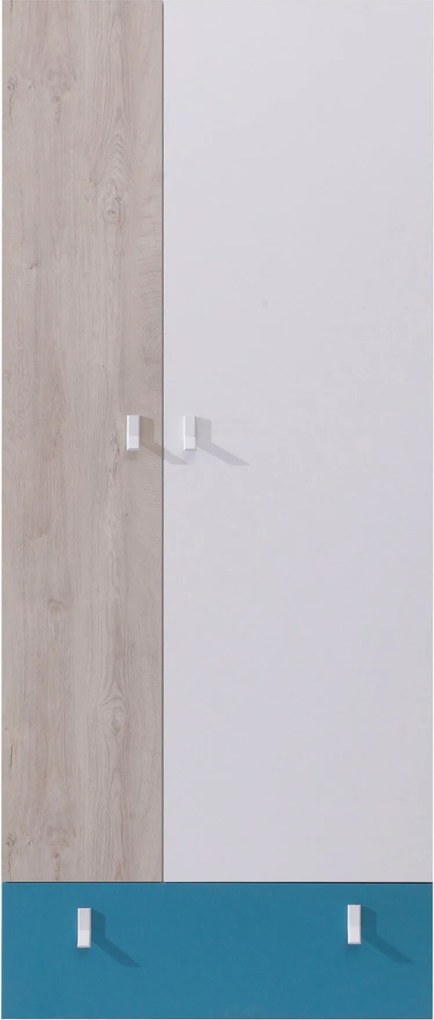 Roupeiro Camteso 101, Branco, Turquesa, Carvalho, 190x80x50cm, 70 kg, Portas para roupeiro: Com dobradiças, Número de prateleiras: 4, Número de prateleiras: 4