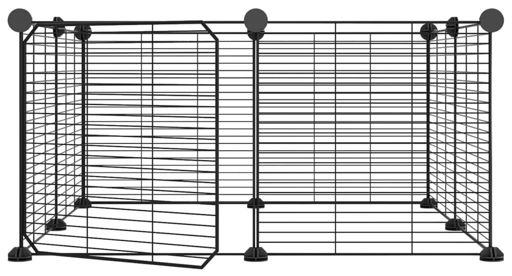 Gaiola p/ animais de 8 painéis c/ porta 35x35 cm aço preto