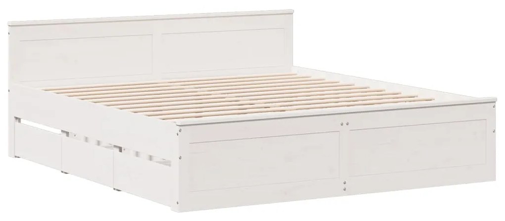 Cama sem colchão com cabeceira 180x200 cm pinho maciça branco