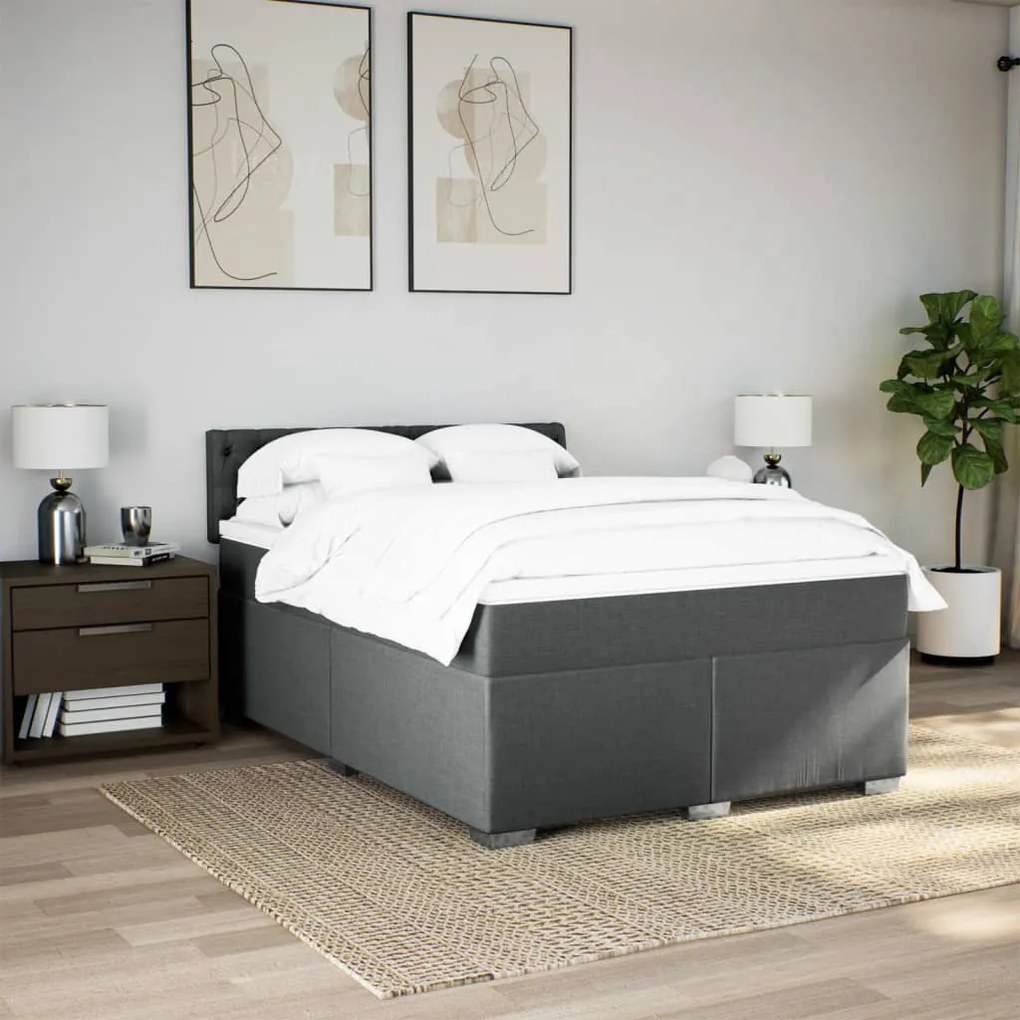 Cama com molas/colchão 140x190 cm tecido cinzento-escuro