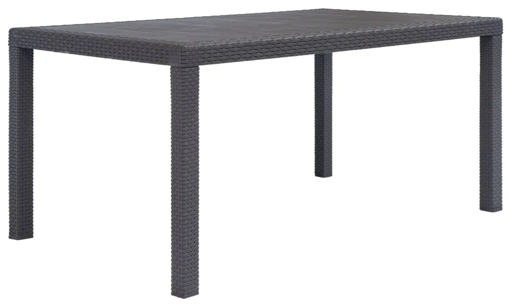 vidaXL Mesa de jardim 150x90x72 cm plástico castanho c/ aspeto de vime