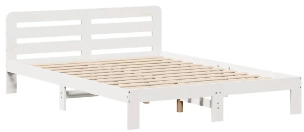 Cama sem colchão 140x190 cm madeira de pinho maciça branco