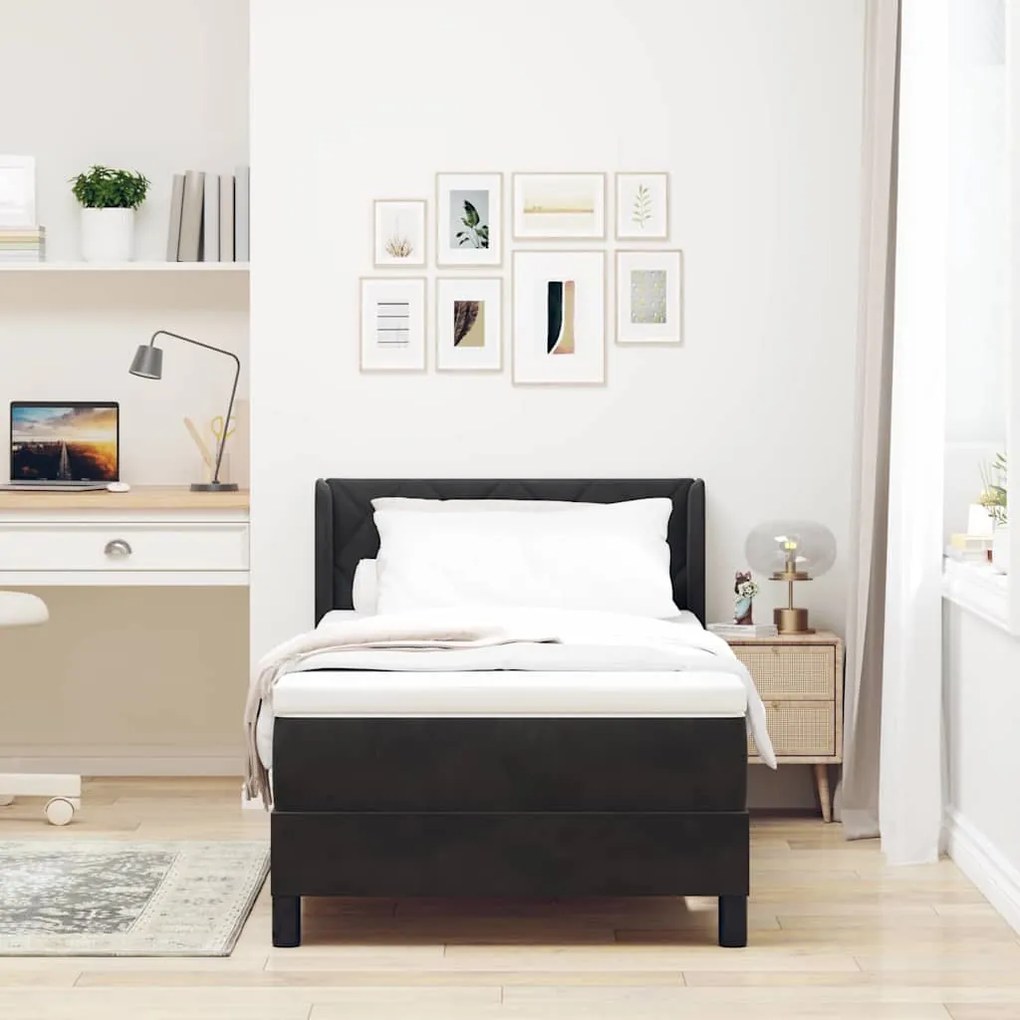 Cama Box com Colchão vidaXL Preta 100x200 cm Veludo