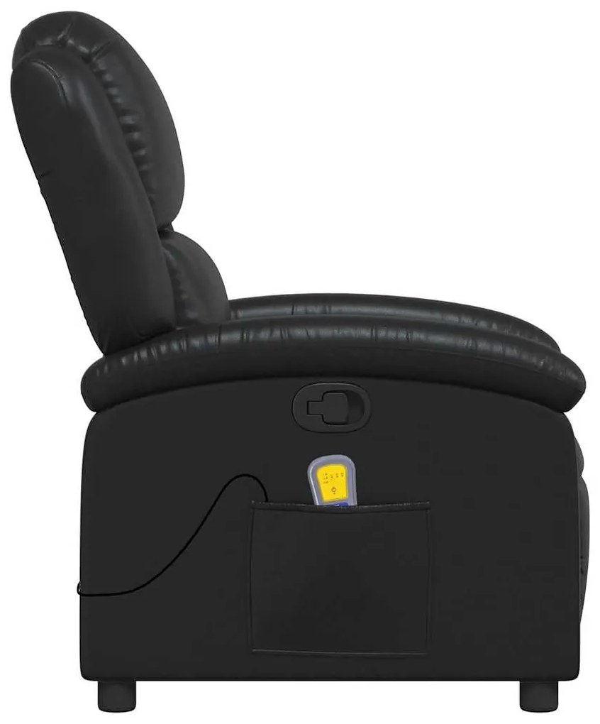 Poltrona de massagens reclinável couro artificial preto