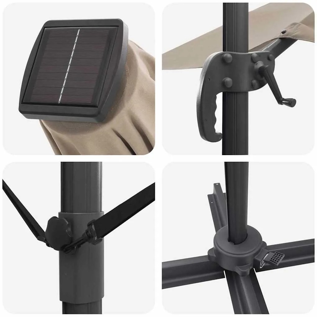 Guarda-sol Cantilever Roma da com LEDs, Cor Taupe, Medidas 352x251x265