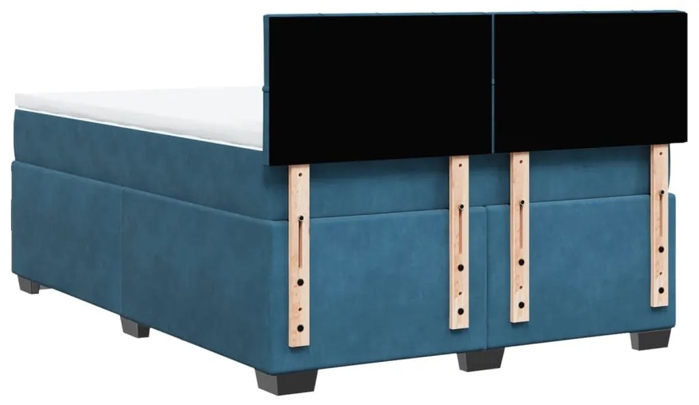 Cama com molas/colchão 140x200 cm veludo azul-escuro