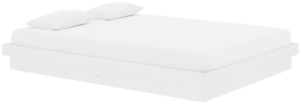Estrutura de cama casal 135x190 cm madeira maciça branco