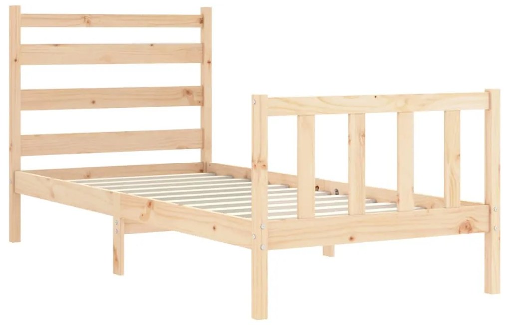 Estrutura de cama com cabeceira 90x190 cm madeira maciça