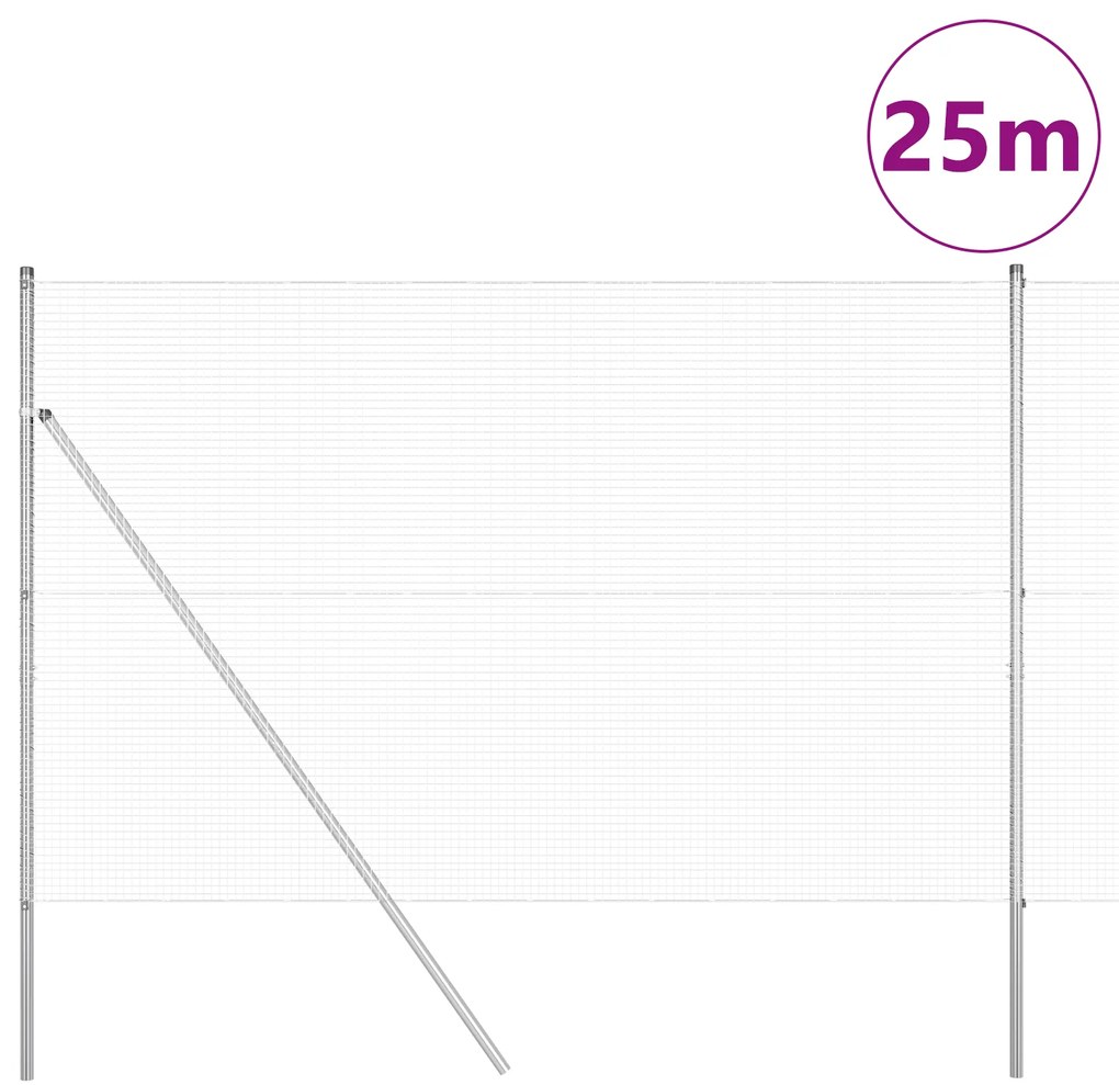 Cerca de Arame Soldado com 13 Postes 1.5x25 m Aço Galvanizado
