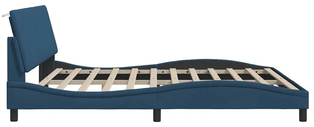 Estrutura de cama sem colchão 200x200 cm tecido azul