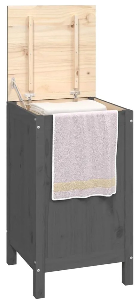 Caixa para roupa 44x44x76 cm madeira de pinho maciça cinzento