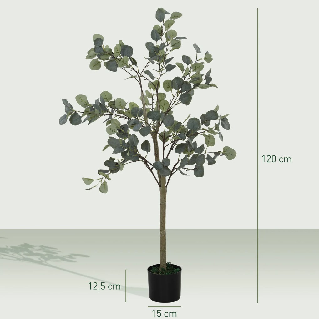 Eucalipto Artificial 120 cm Planta Artificial Decorativa Grande Árvore Artificial de Interior com 230 Folhas Verde