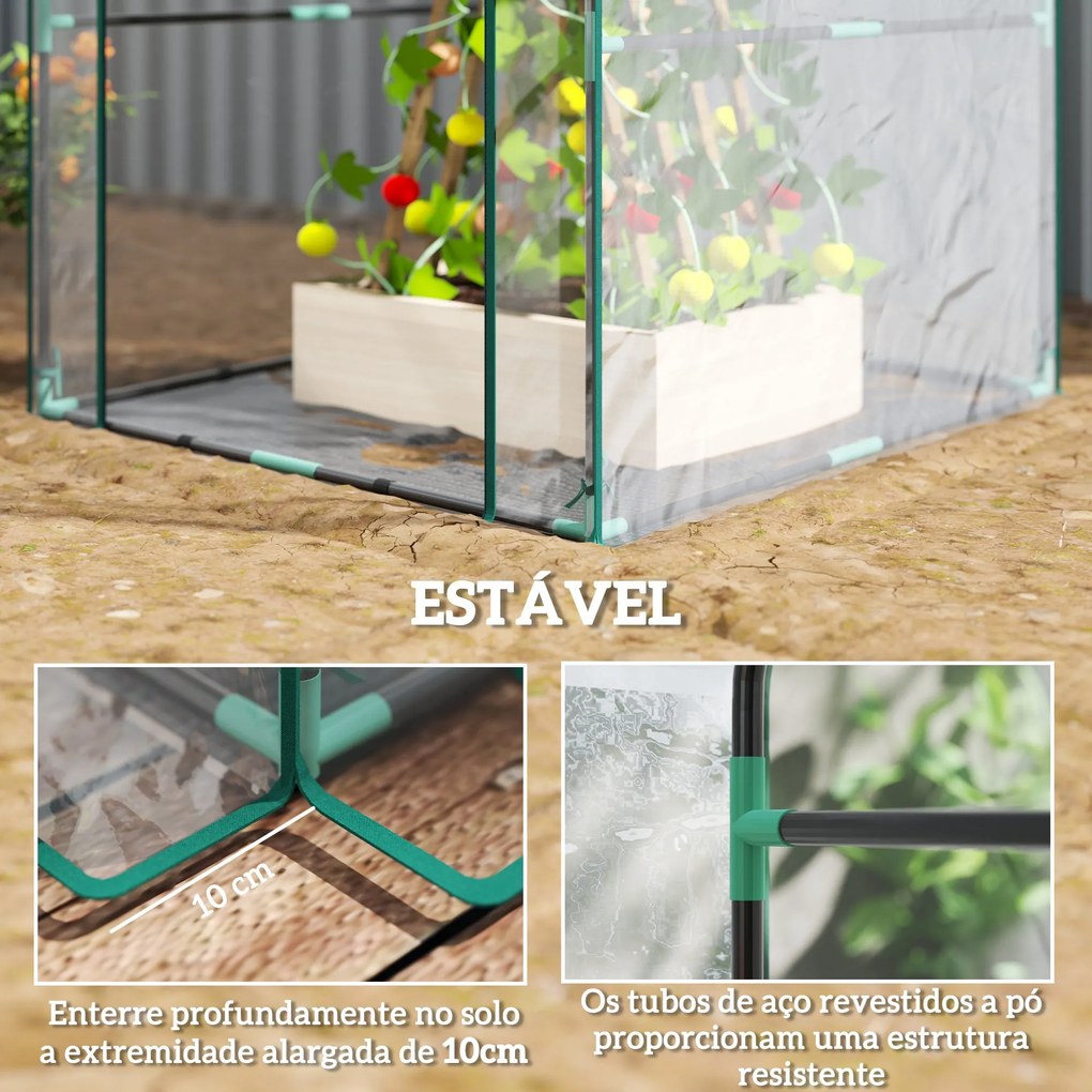 Estufa Pequena Estufa de Exterior Porta com Fecho de Correr Base de Te