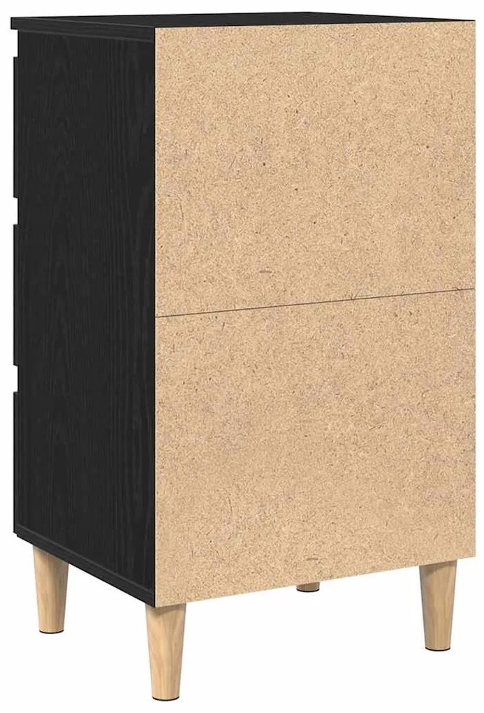 Mesa de Cabeceira vidaXL com Pé de Madeira Carvalho Preto 40x35x69 cm