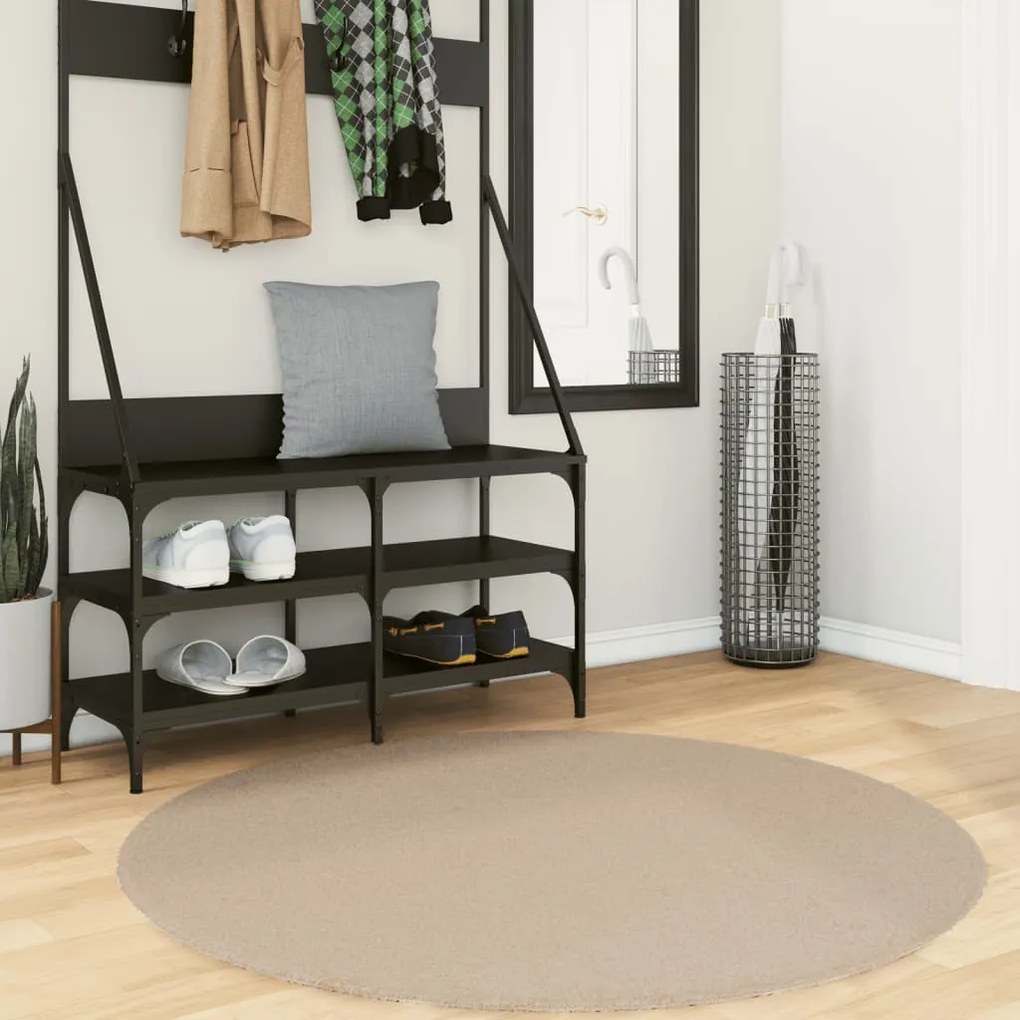 vidaXL Tapete pelo curto macio e lavável HUARTE Ø 120 cm cor areia
