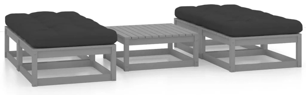 vidaXL 5 pcs conjunto lounge de jardim c/ almofadões pinho maciço