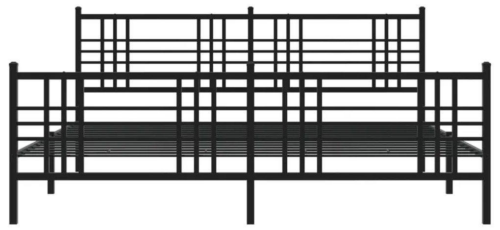 Estrutura de cama com cabeceira e pés 200x200 cm metal preto