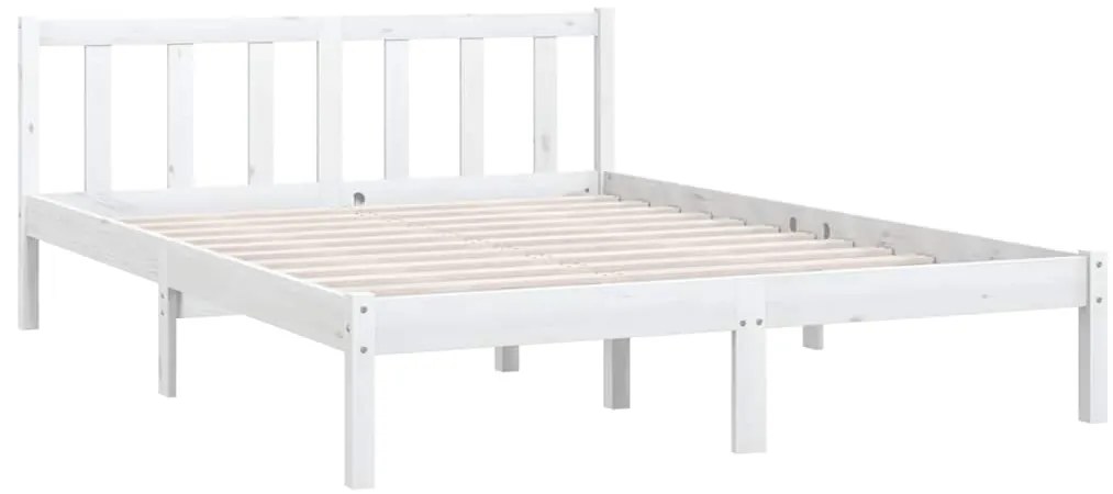 Estrutura de cama em pinho maciço 160x200 cm branco