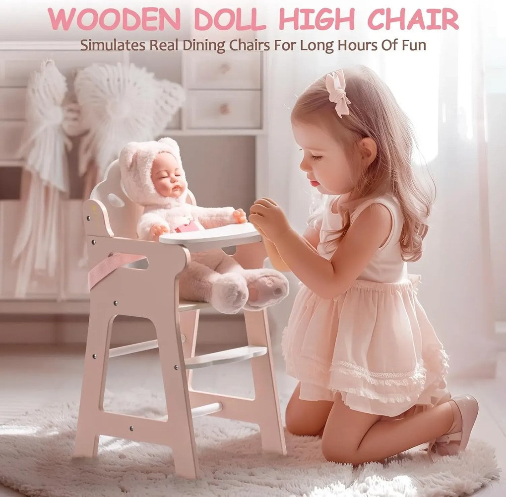Cadeira alta para boneca (NÃO INCLUIDA) para crianças 50,8 × 27,9 × 24,9 cm Rosa